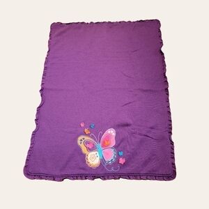 KOALA Baby Toys R us Purple Knit Baby Blanket Butterfly Ruffle edges lovey